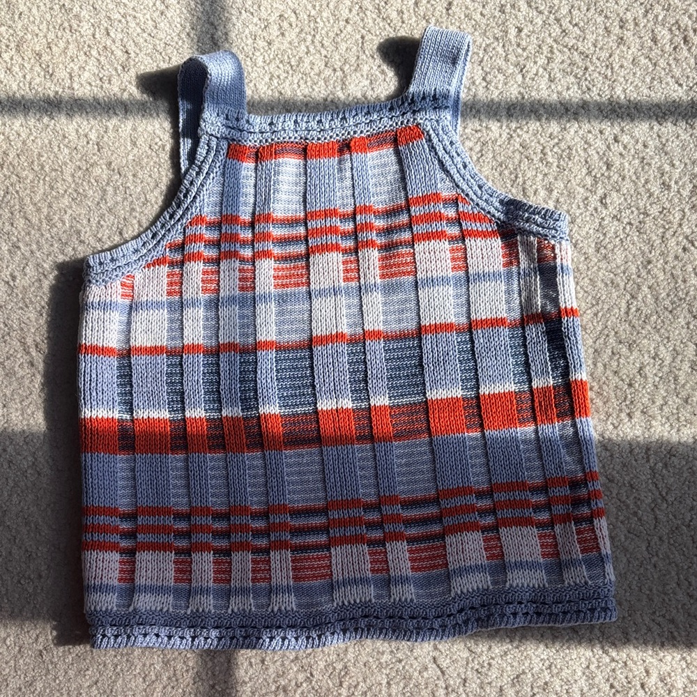 Banana Republic Blue and Red Plaid Sweater Tank Top